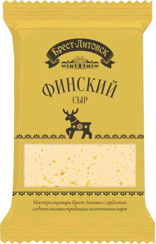 Сыр полутвёрдый Брест-Литовск Финский 45%, кусок, 200 г